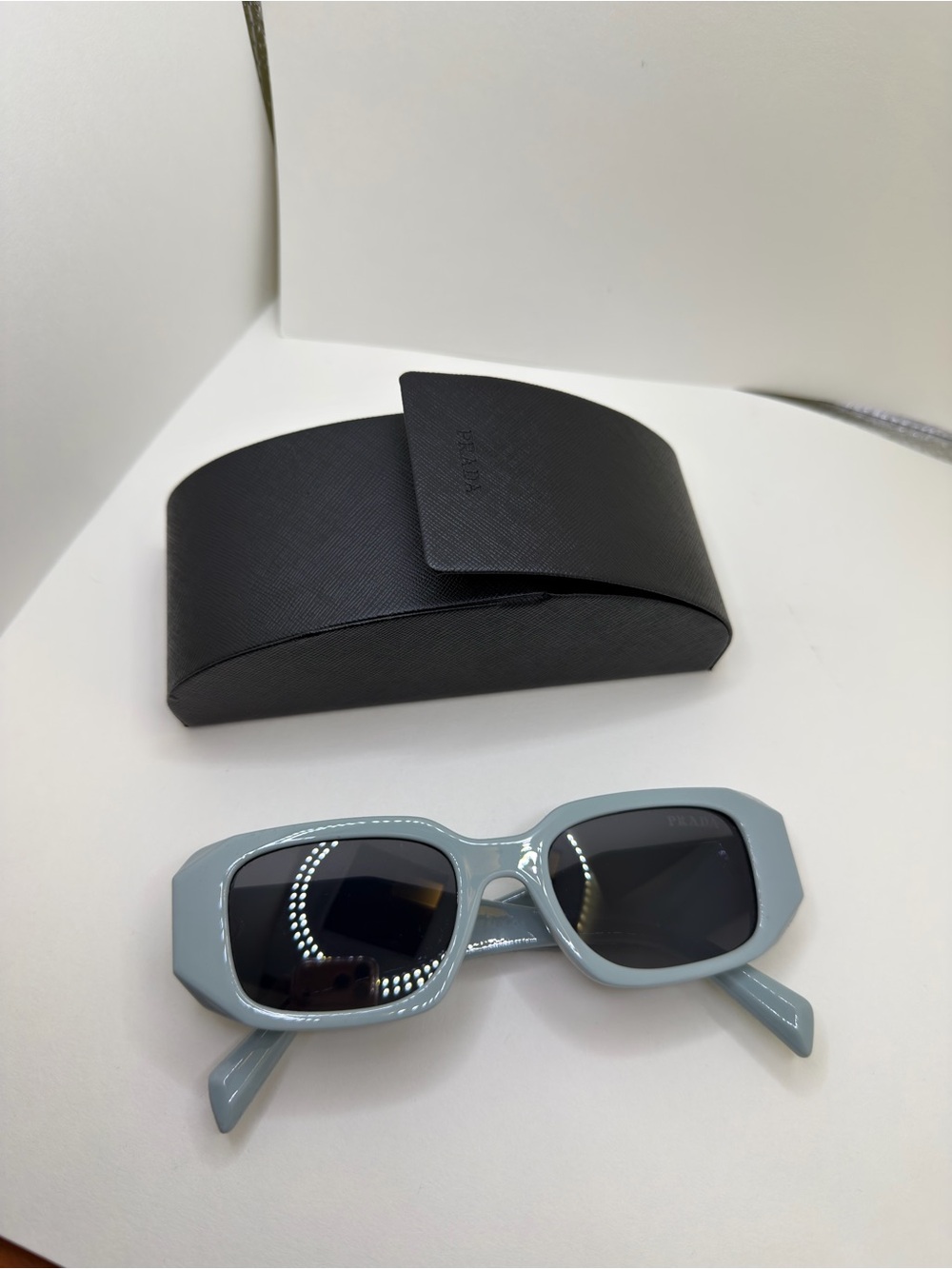 Prada Light Blue Rectangular Women's Sunglasses